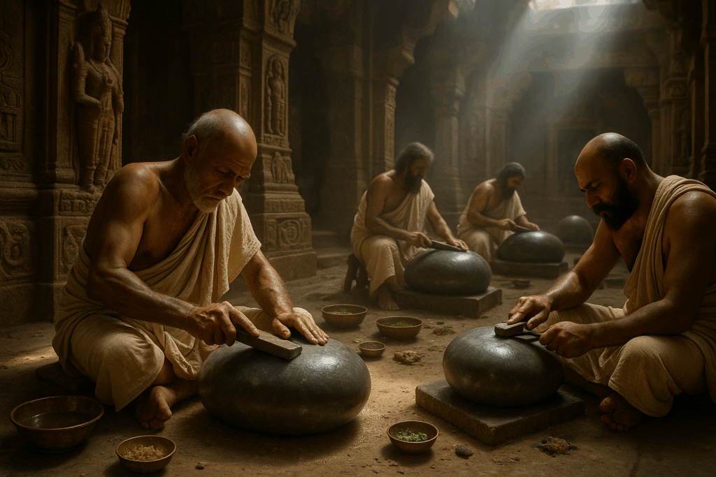 Ancient Temple Stone Polishing Rituals - zenvyro